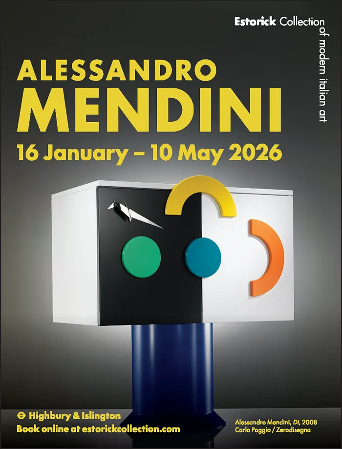 Výstava Alessandra Mendini zo 50 dielami – nábytok, kresby a objekty – v Estorick Collection of Modern Italian Art v Londýne.