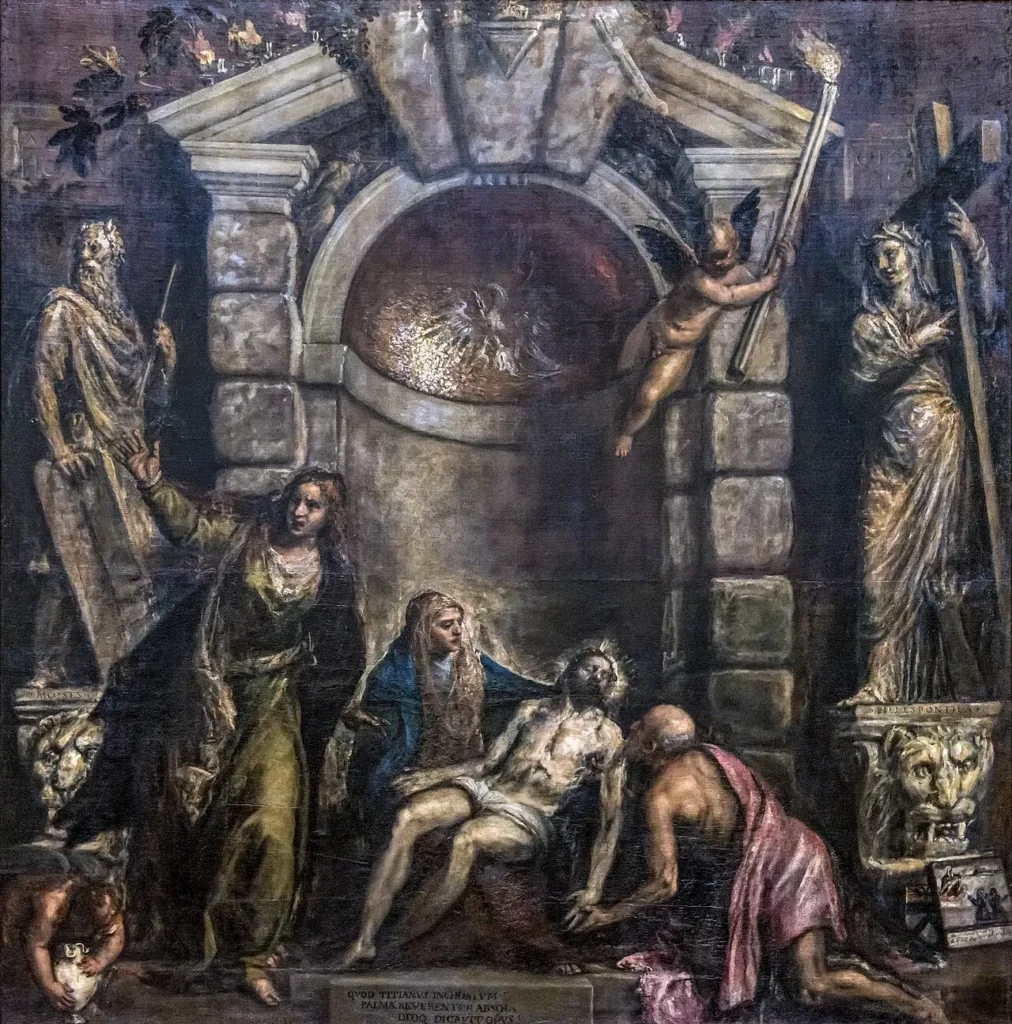 Marina Abramović Transforming Energy Benátky — Tizian, Pietà 1575-1576, posledný nedokončený obraz, Gallerie dell'Accademia di Venezia.