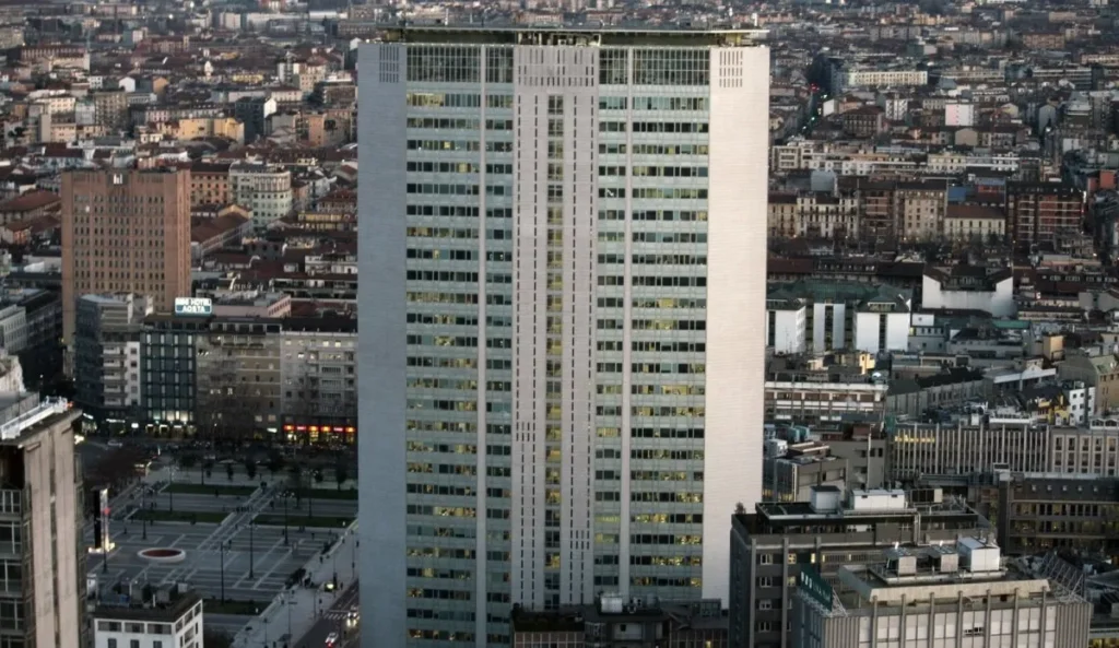 Pirelli Tower Miláno letecký pohľad Gio Ponti Pier Luigi Nervi