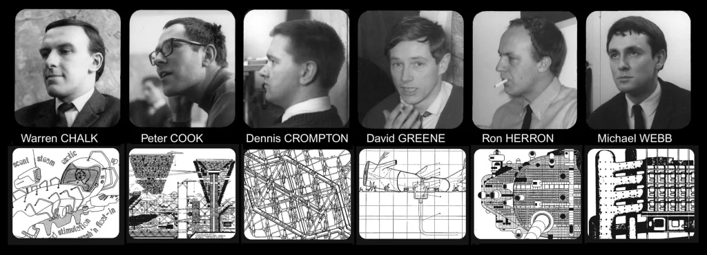 Archigram Warren Chalk Peter Cook Dennis Crompton David Greene Ron Herron Michael Webb portréty projekty 1960