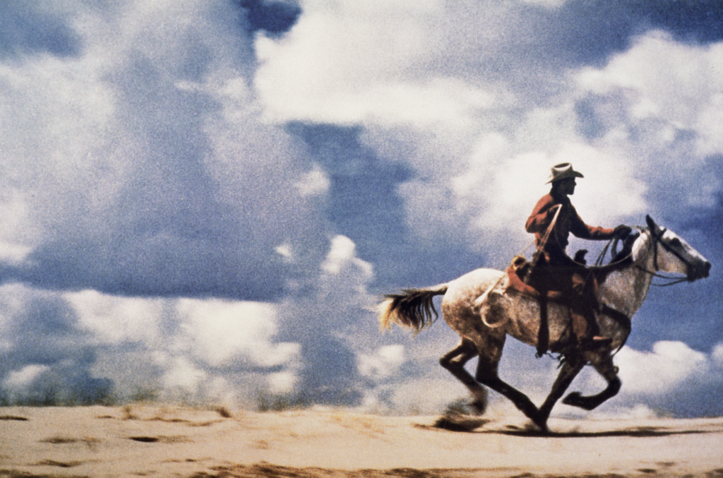 Richard Prince, Untitled (Cowboy), 1989, farebná fotografia cowboya na cválajúcom koni