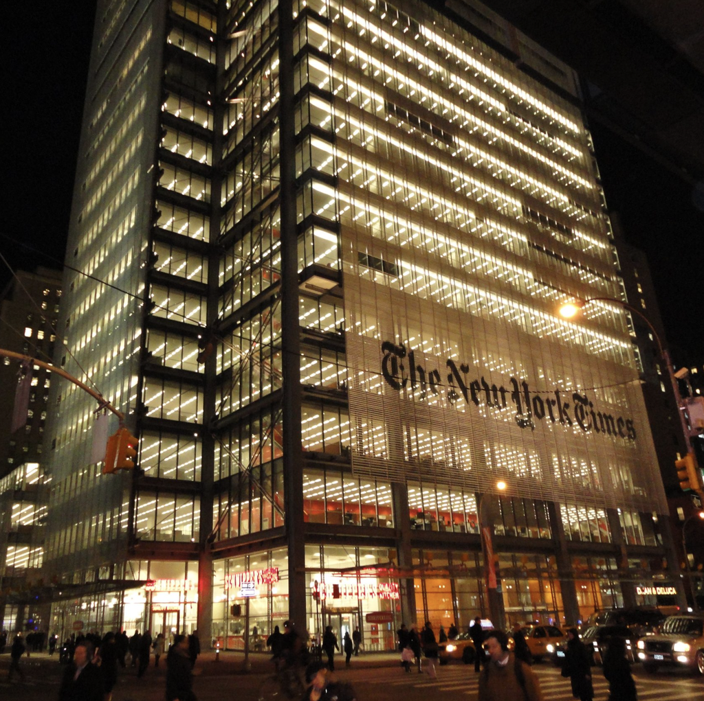 Budova The New York Times Building od Renza Piana v Midtown Manhattan